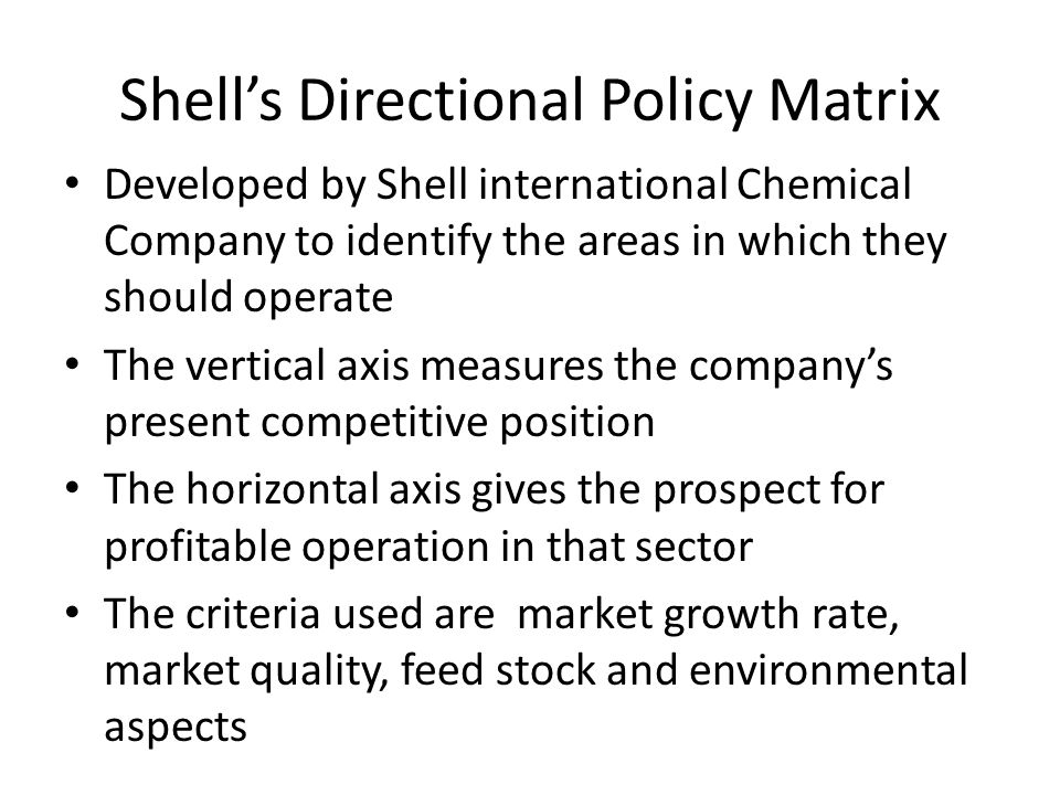 directional policy matrix model