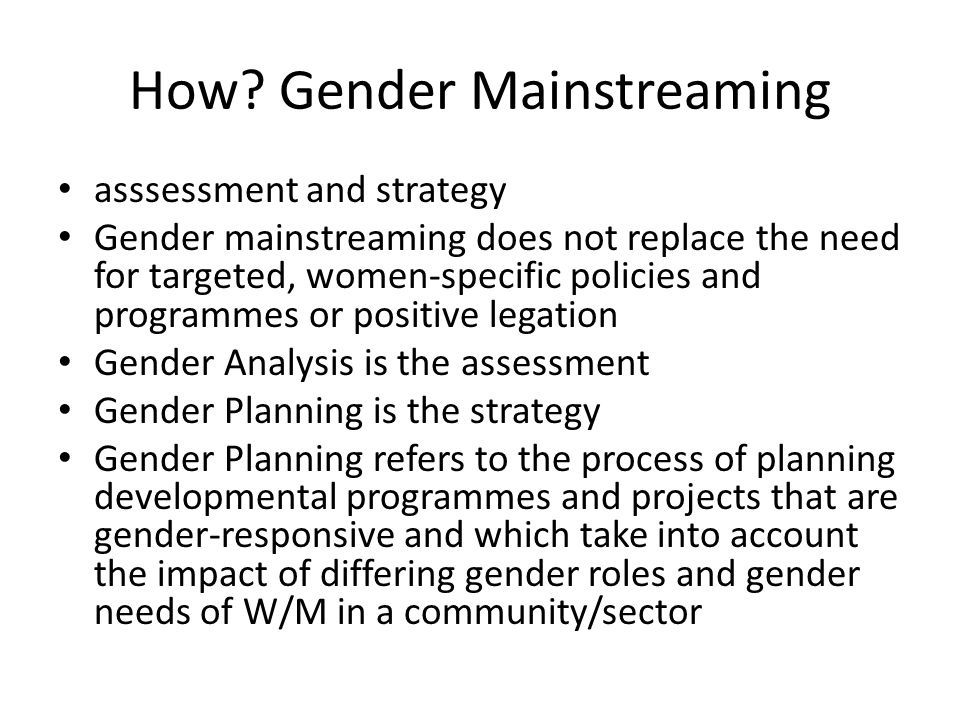 How Gender Mainstreaming