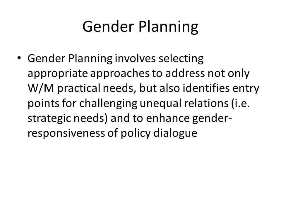 Gender Planning