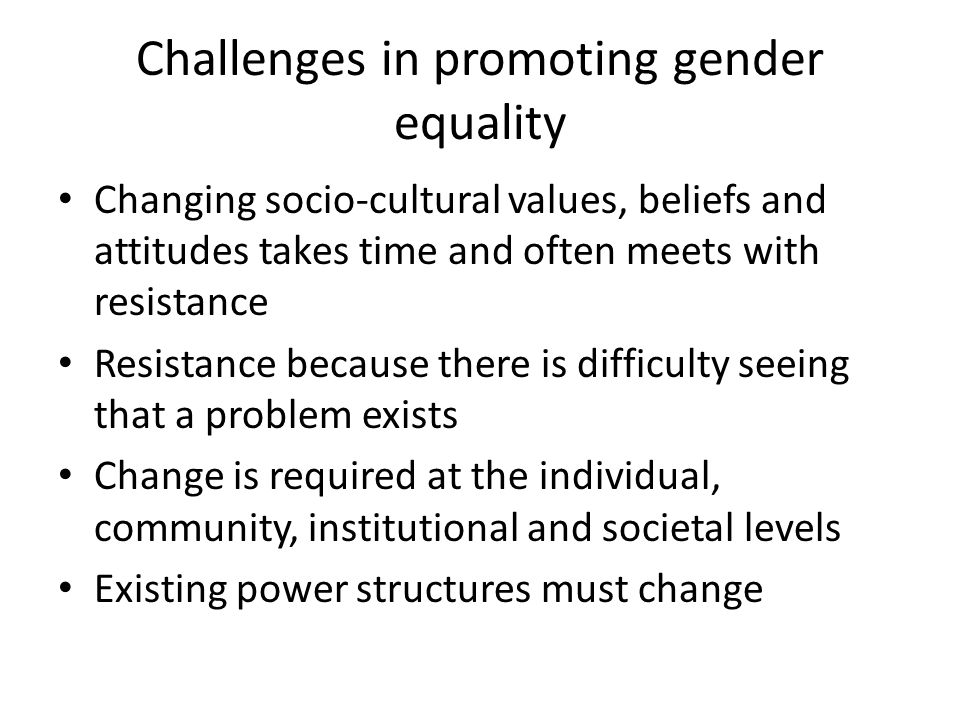 Challenges in promoting gender equality