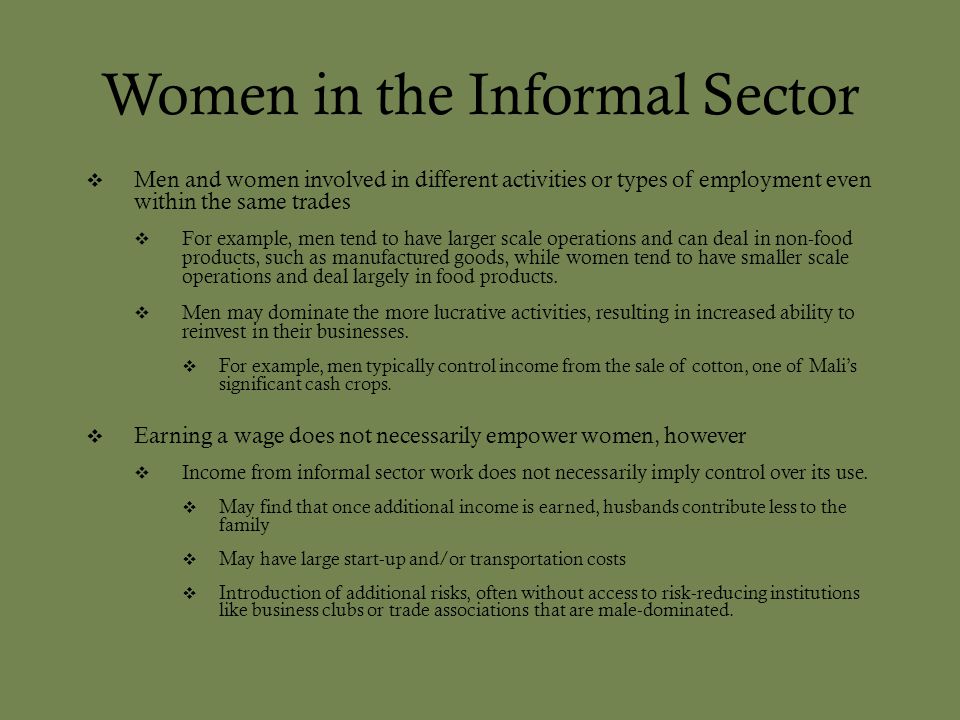 Women in the Informal Sector