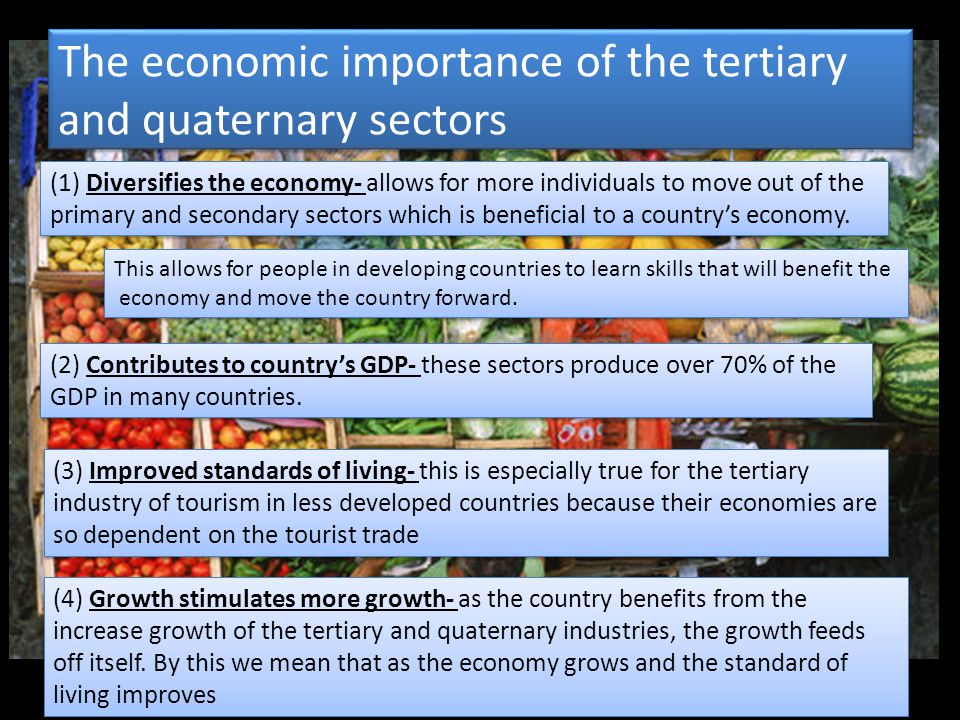 The economic importance of the tertiary and quaternary sectors