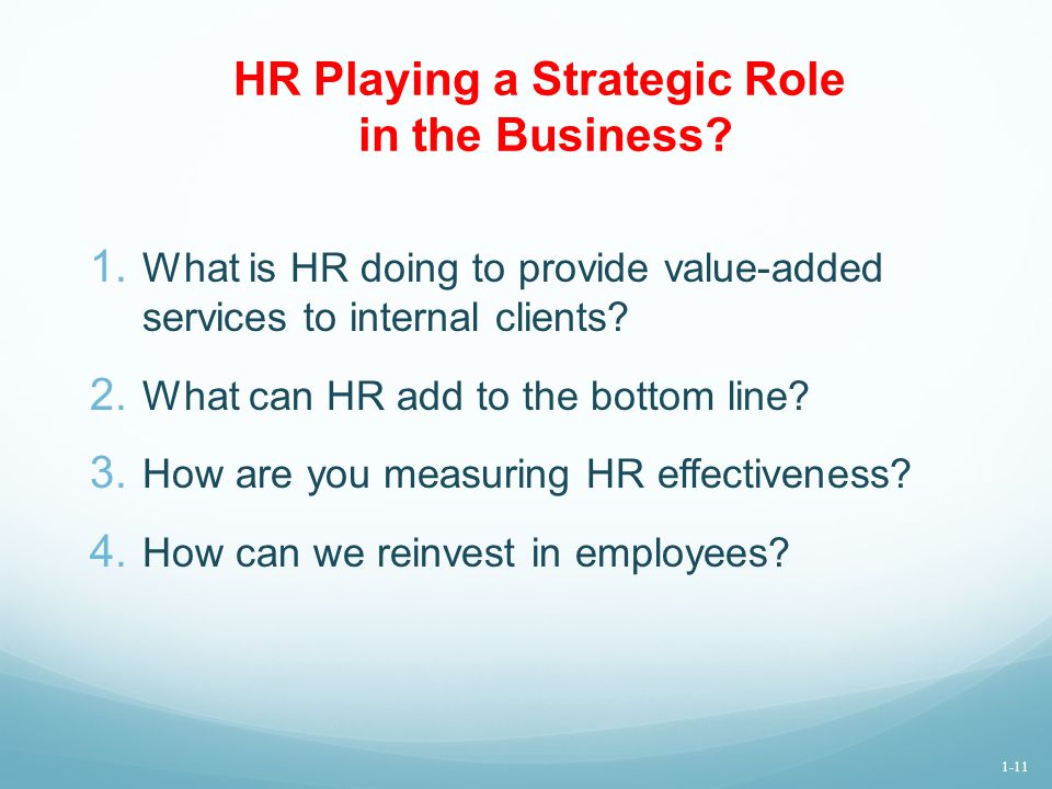HR Playing a Strategic Role in the Business