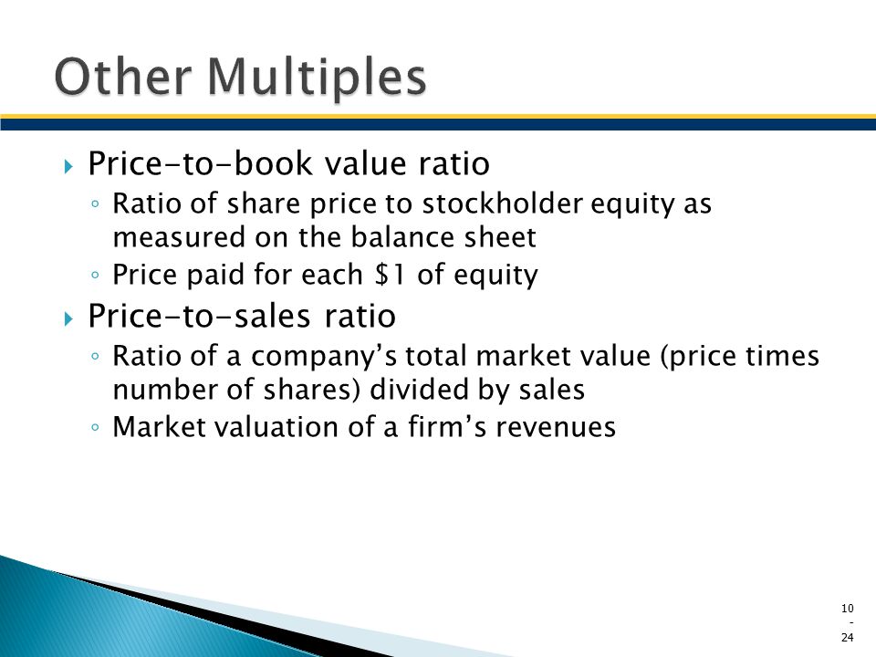 Other Multiples Price-to-book value ratio Price-to-sales ratio