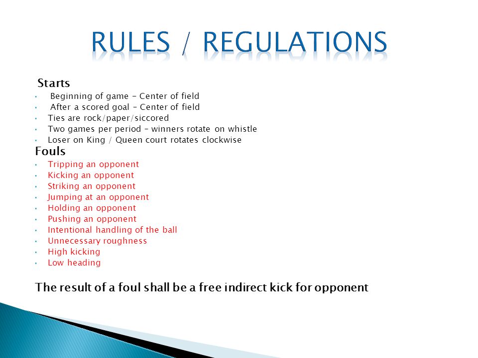 Rules / Regulations Fouls