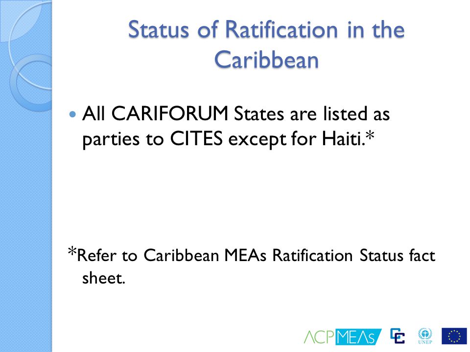 Status of Ratification in the Caribbean