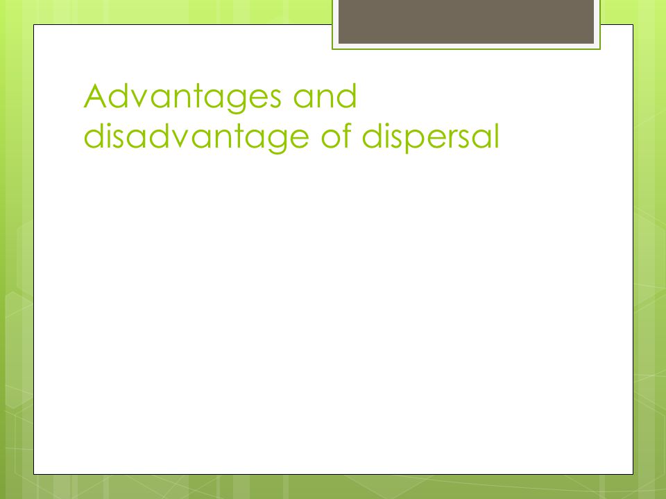 Advantages and disadvantage of dispersal