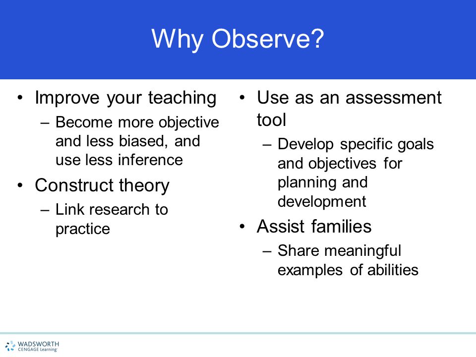 Why Observe Improve your teaching Construct theory