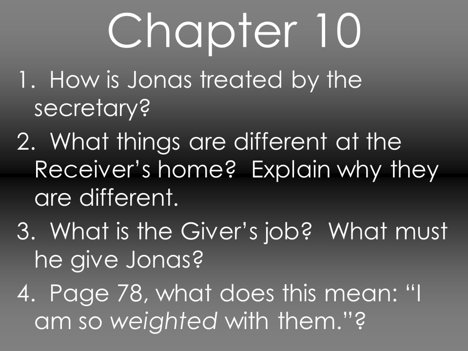 Chapter How is Jonas treated by the secretary