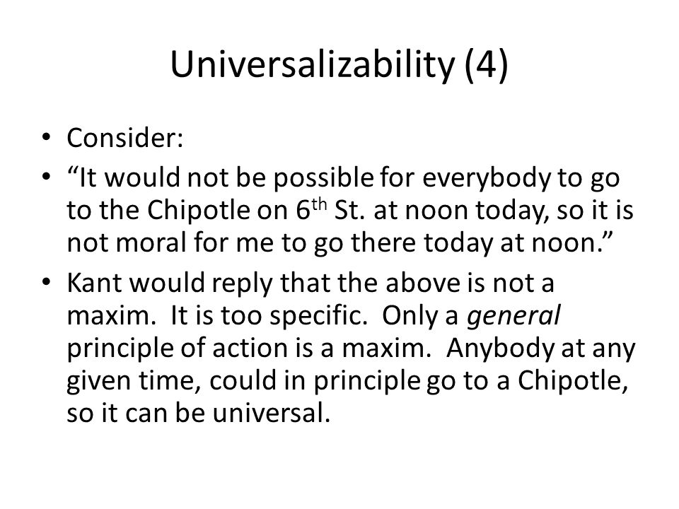 Universalizability (4)