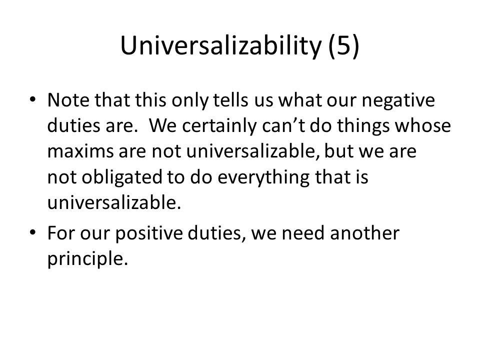 Universalizability (5)