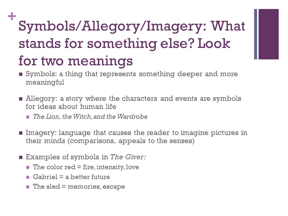 Symbols/Allegory/Imagery: What stands for something else