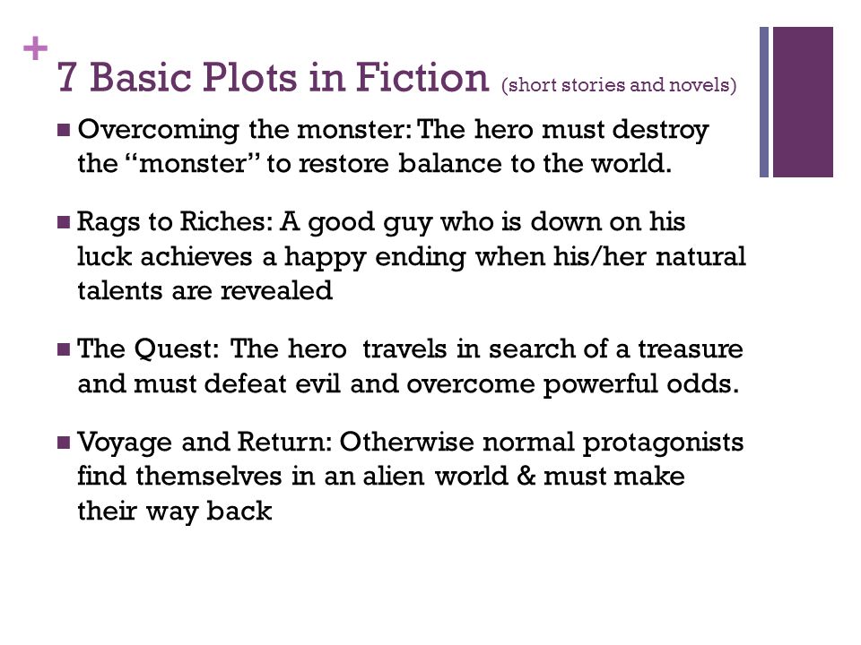 7 Basic Plots in Fiction (short stories and novels)
