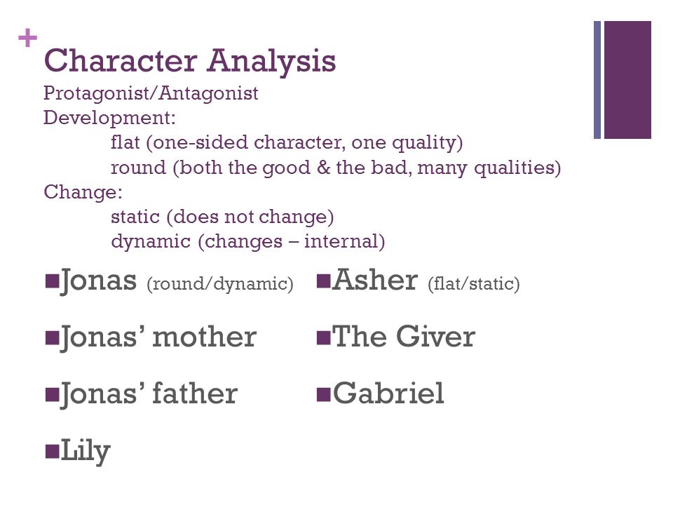 Character Analysis Protagonist/Antagonist Development: