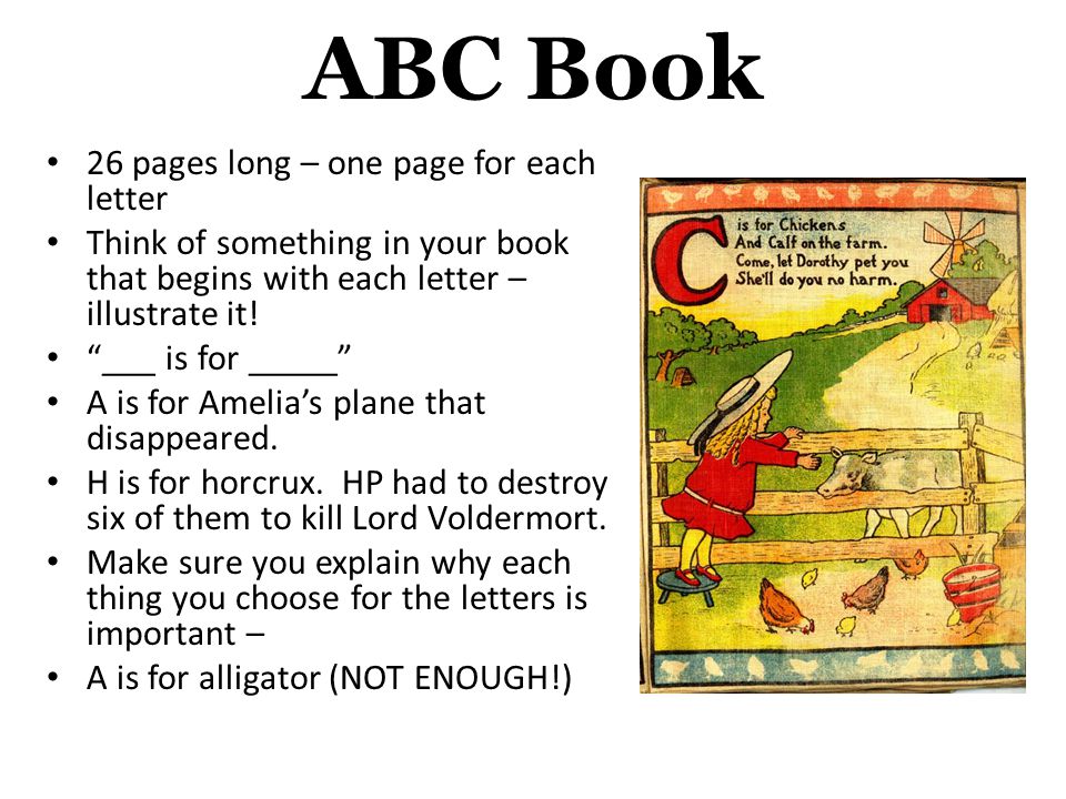 ABC Book 26 pages long – one page for each letter