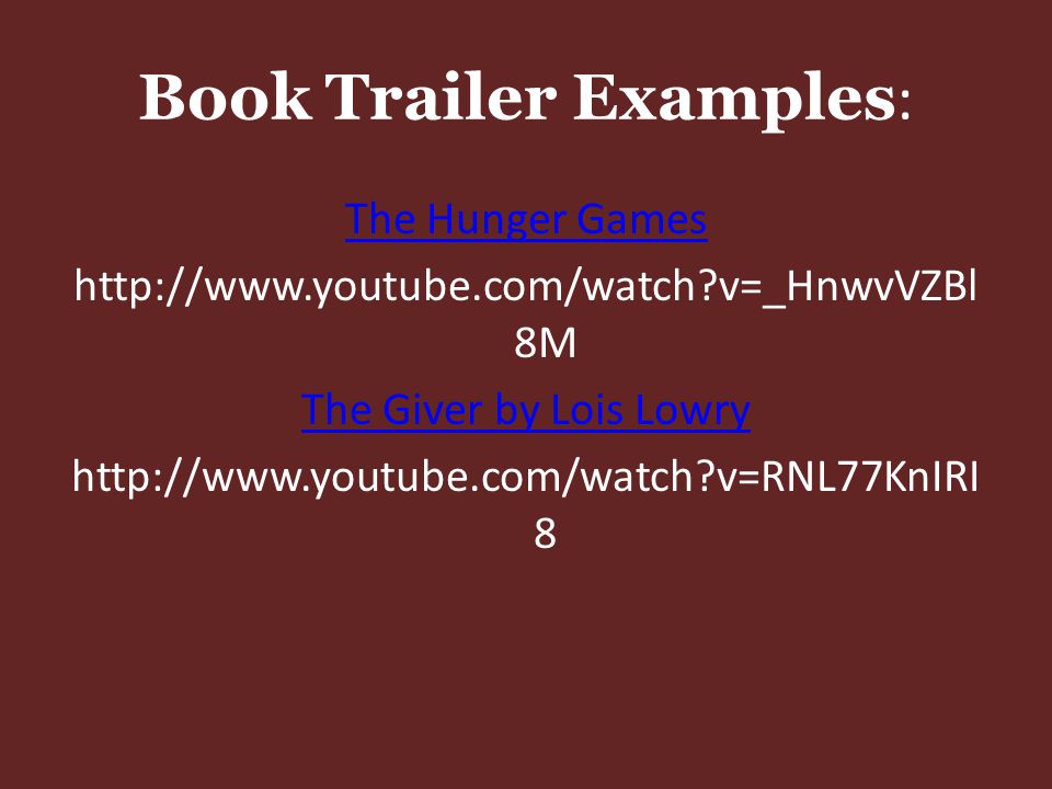 Book Trailer Examples: