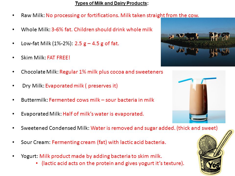 Types of Milk and Dairy Products: