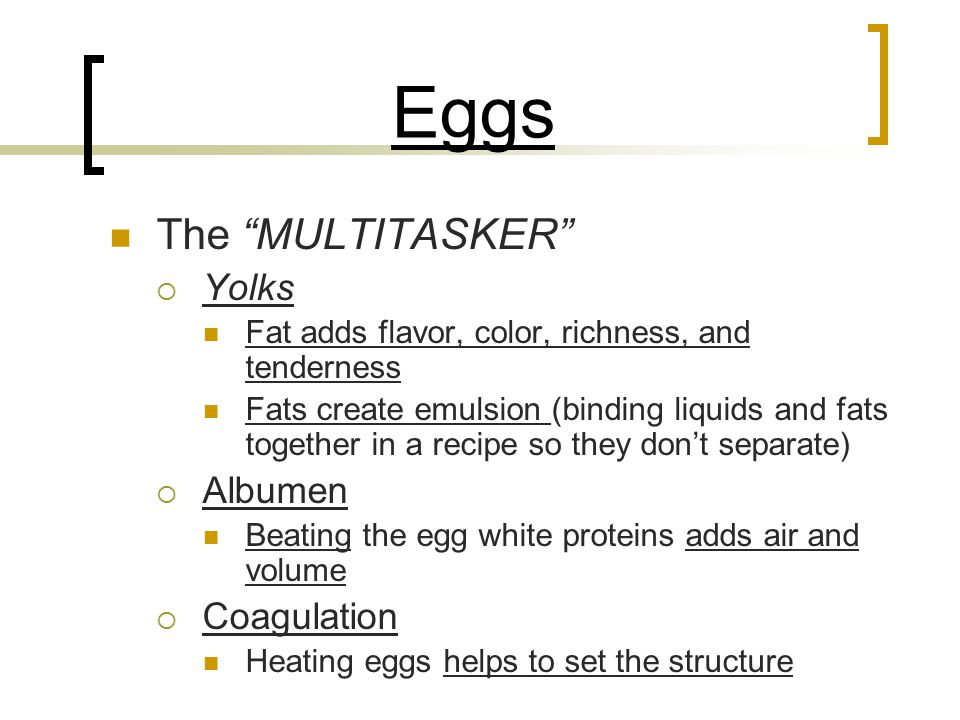Eggs The MULTITASKER Yolks Albumen Coagulation