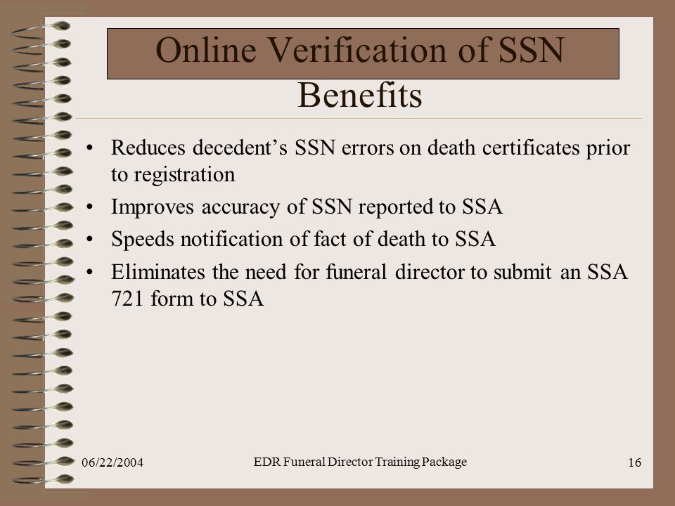 Online Verification of SSN Benefits