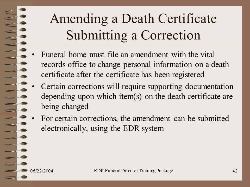 Amending a Death Certificate Submitting a Correction