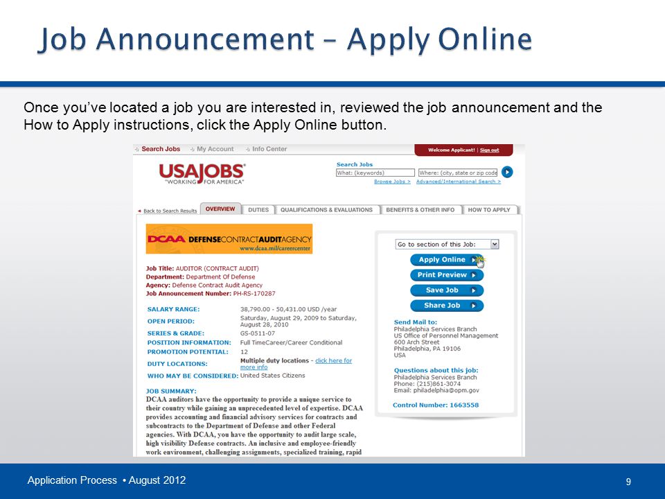 Job Announcement – Apply Online