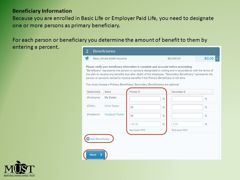 Beneficiary Information