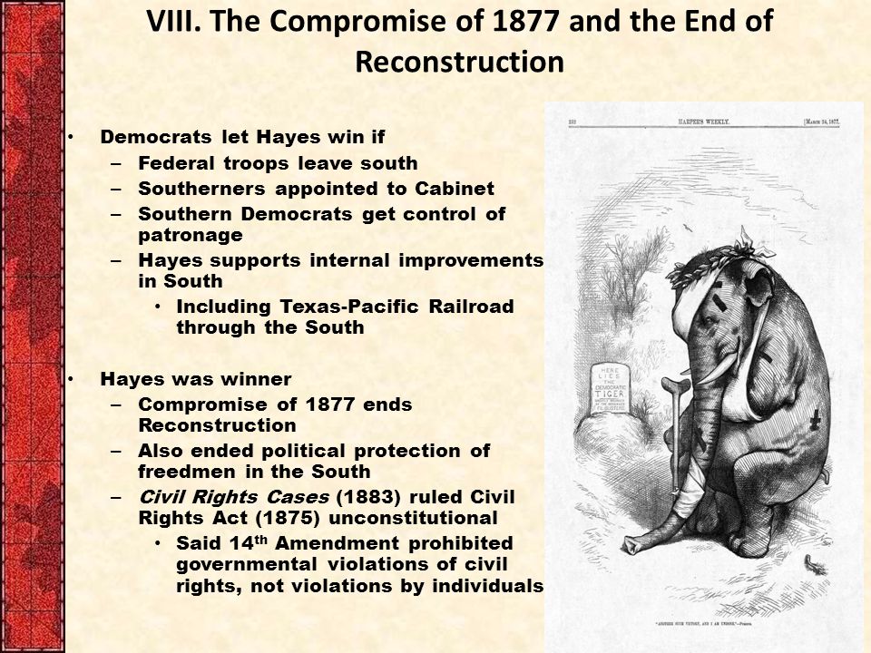 how did the compromise of 1877 end reconstruction