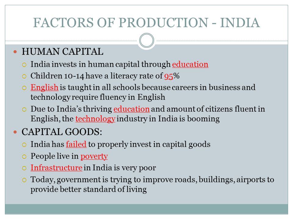 FACTORS OF PRODUCTION - INDIA