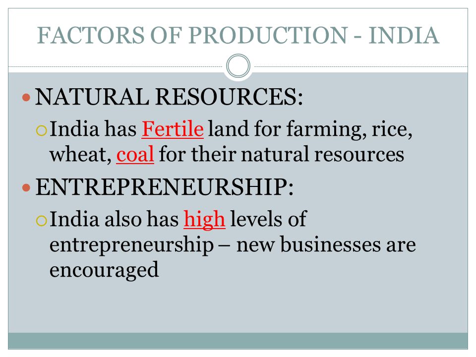 FACTORS OF PRODUCTION - INDIA