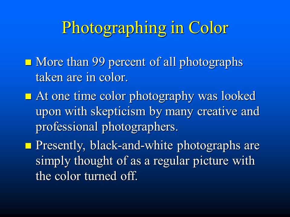 Photographing in Color