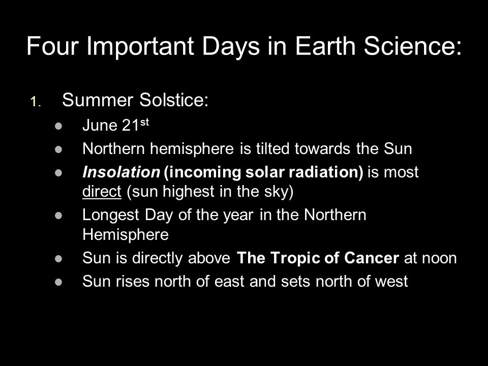 Four Important Days in Earth Science: