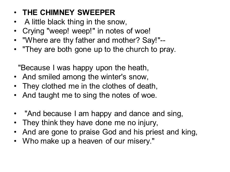 the chimney sweeper paraphrase