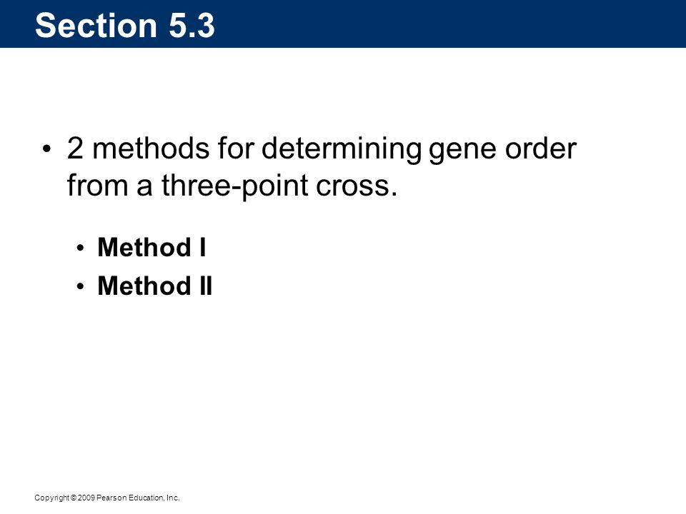 Section methods for determining gene order from a three-point cross. Method I Method II