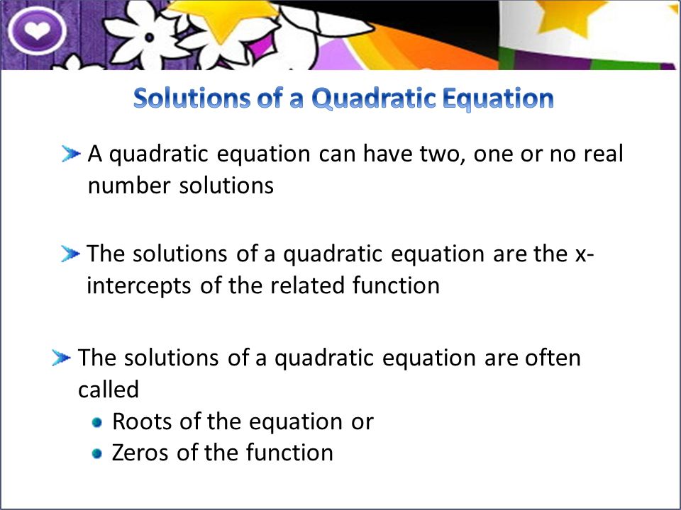 Solutions of a Quadratic Equation