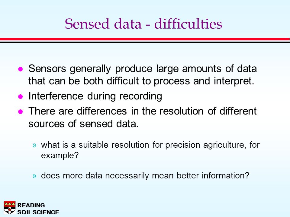 Sensed data - difficulties