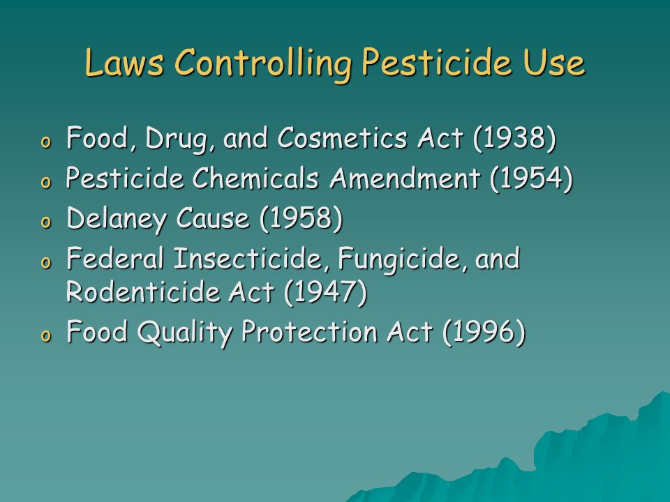 Laws Controlling Pesticide Use