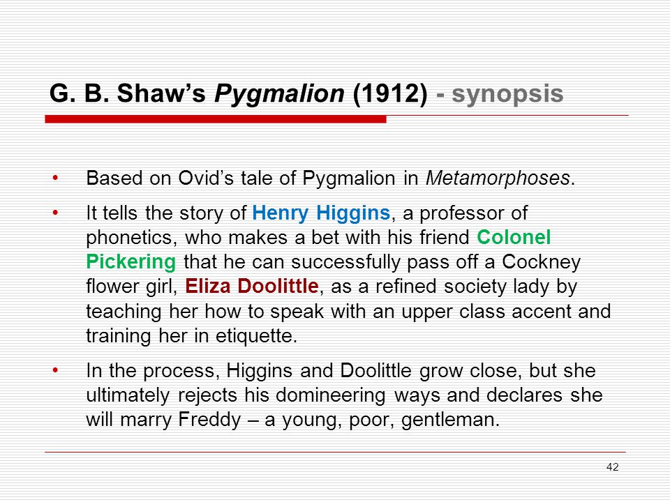 Реферат: In what way is pygmalion a shavian play