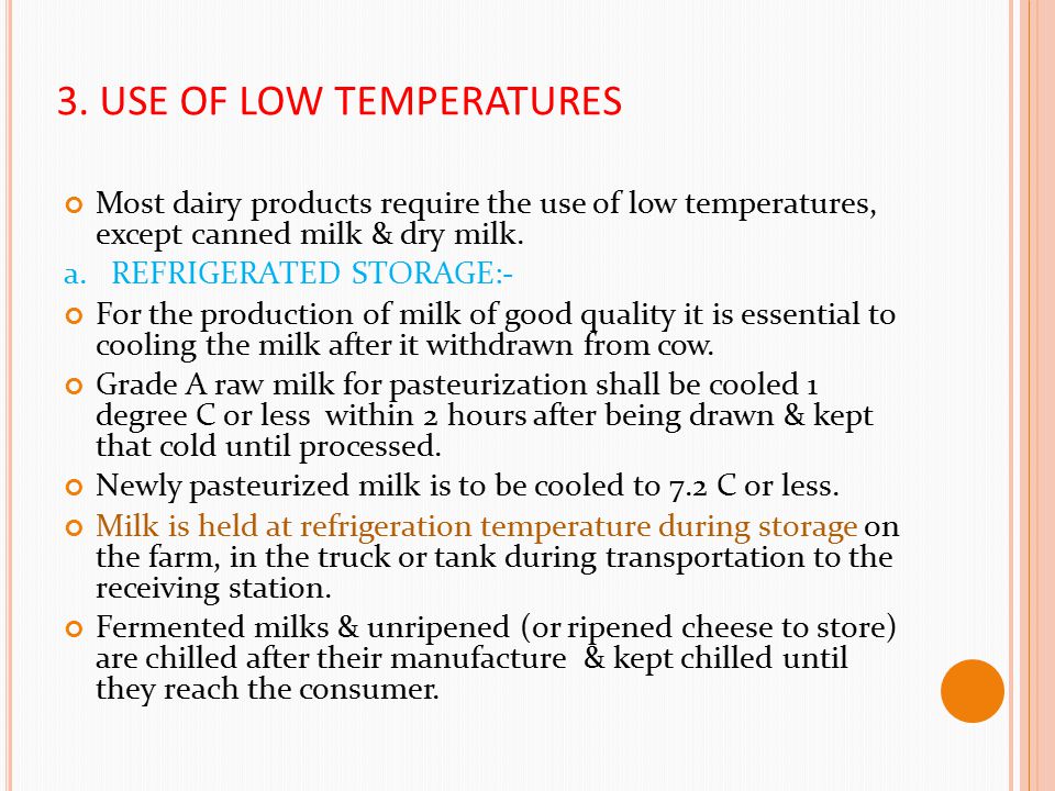 3. USE OF LOW TEMPERATURES