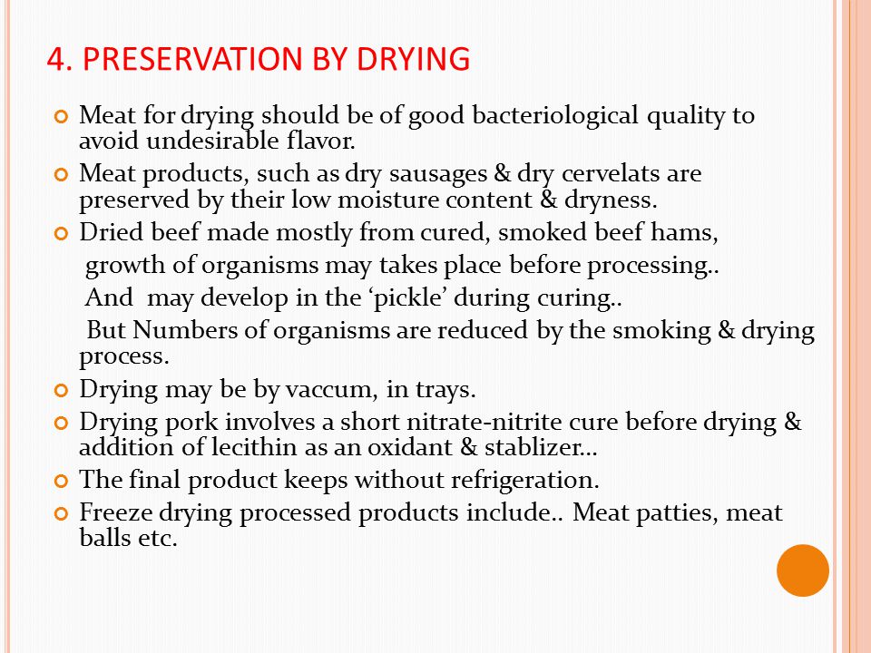 4. PRESERVATION BY DRYING