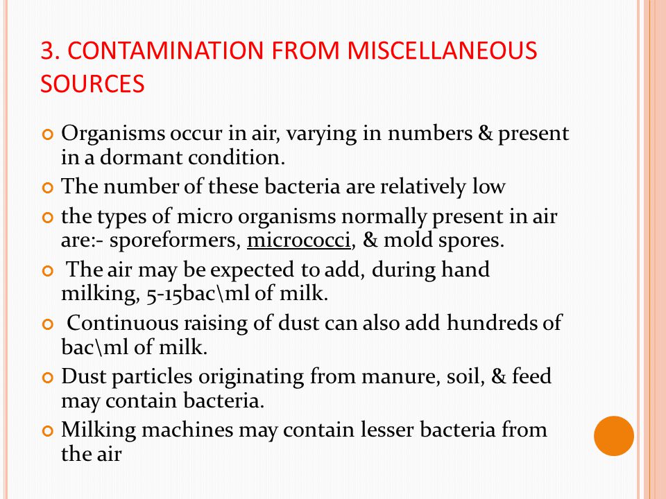 3. CONTAMINATION FROM MISCELLANEOUS SOURCES