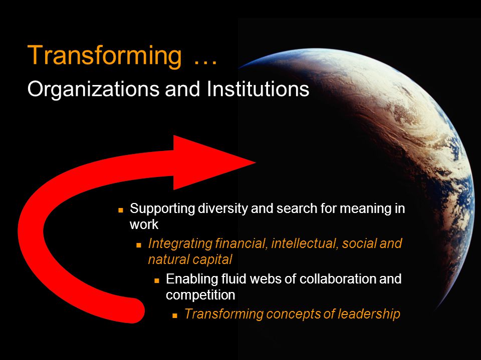 Transforming … Organizations and Institutions