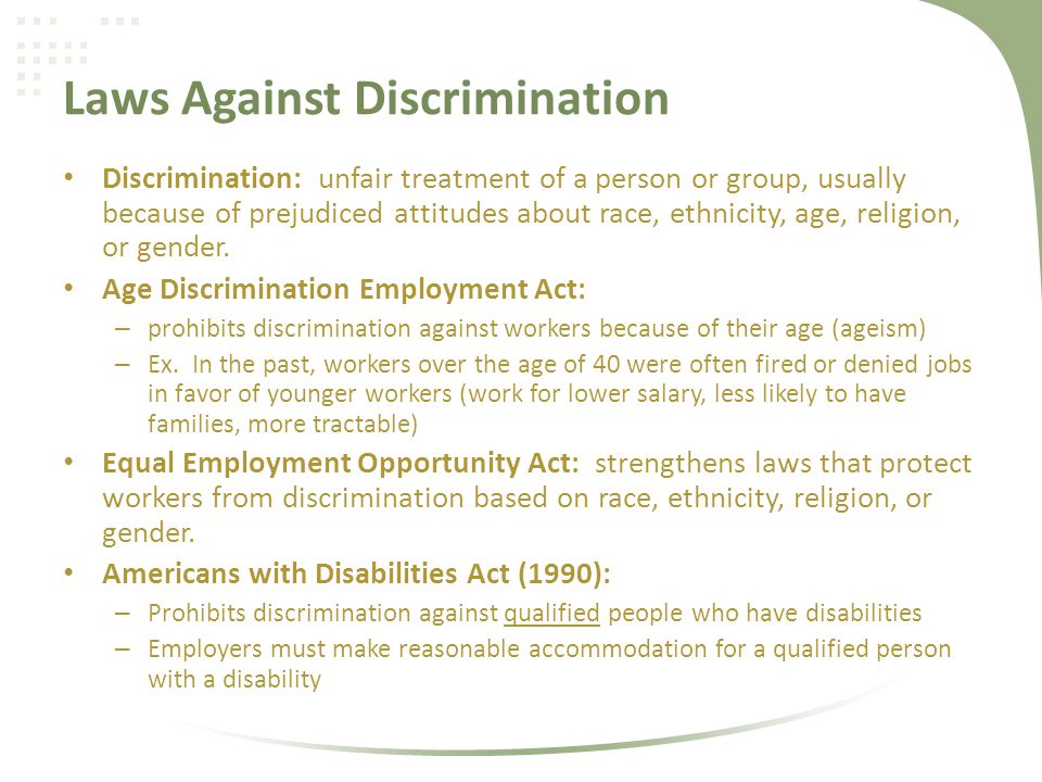 Laws Against Discrimination