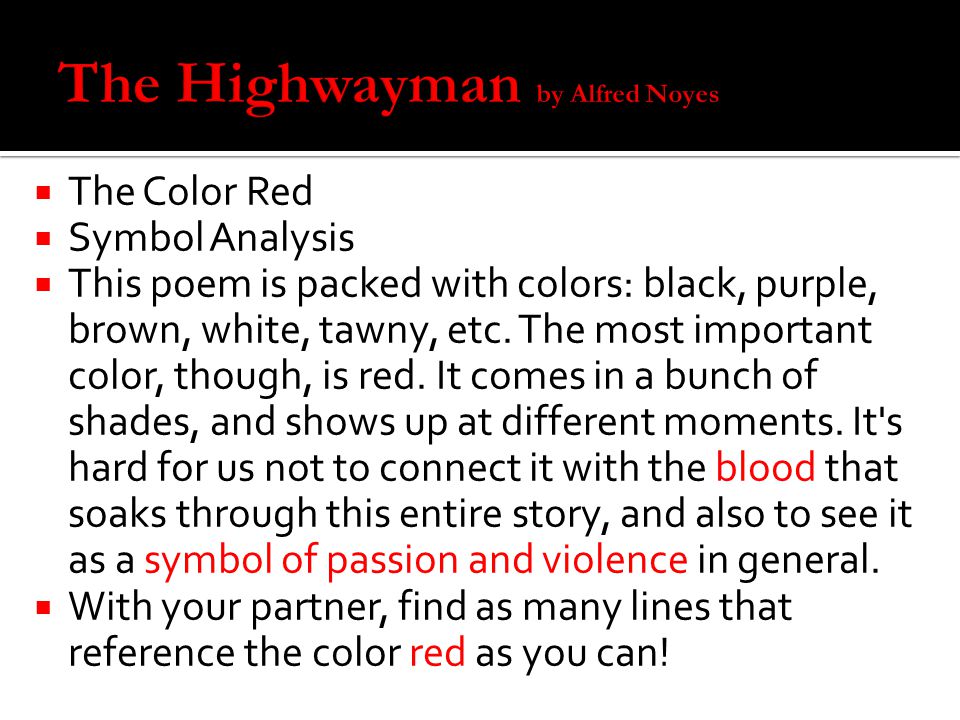 the highwayman poem summary