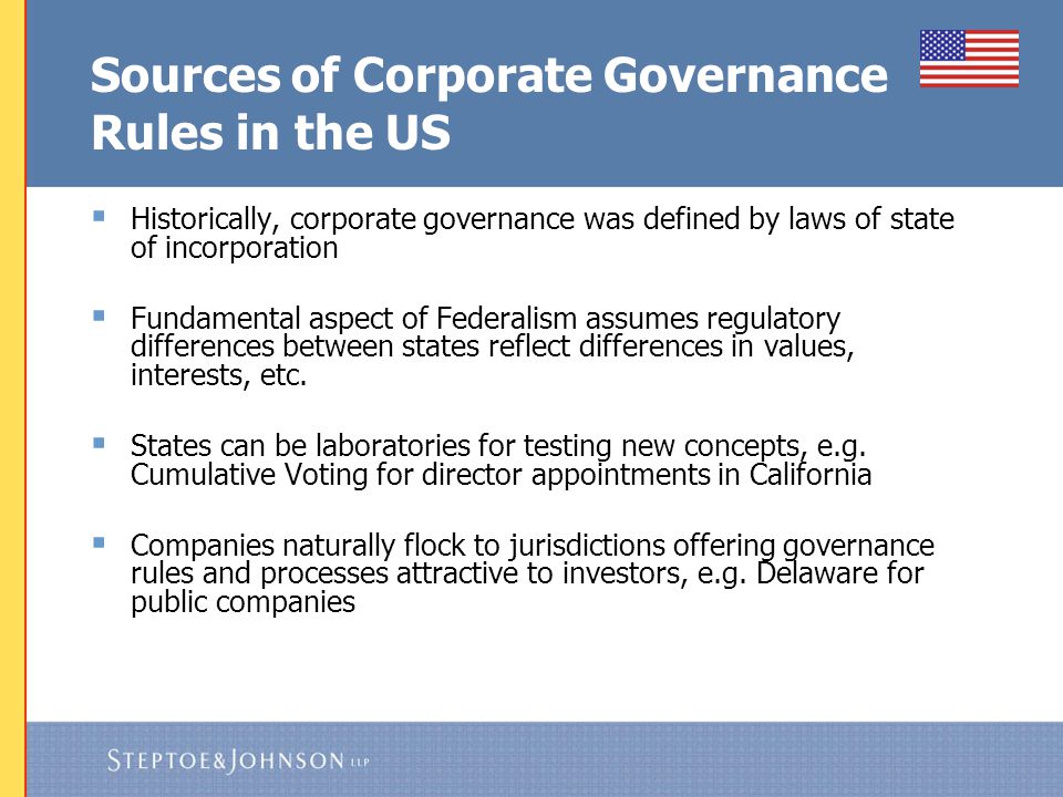 US Corporate Governance Increasingly Dictated by Federal Regulation