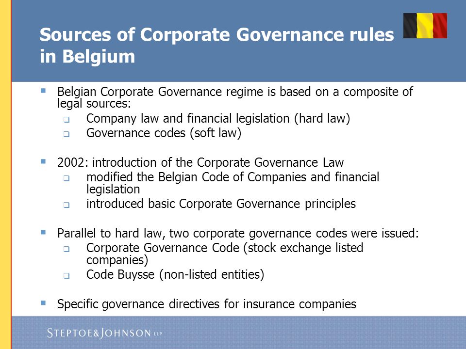 Belgian Corporate Governance Legislation for Listed Companies