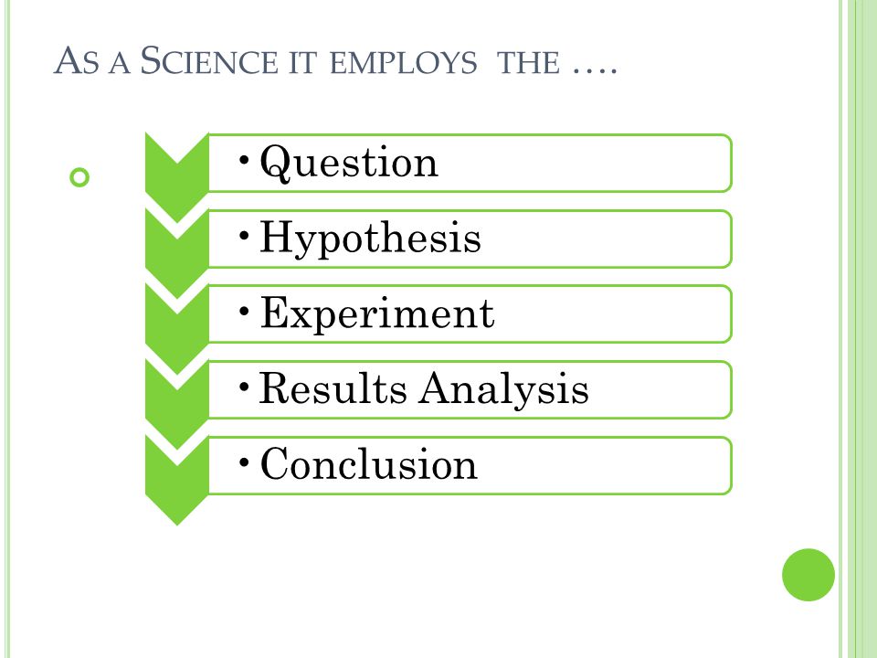 As a Science it employs the ….