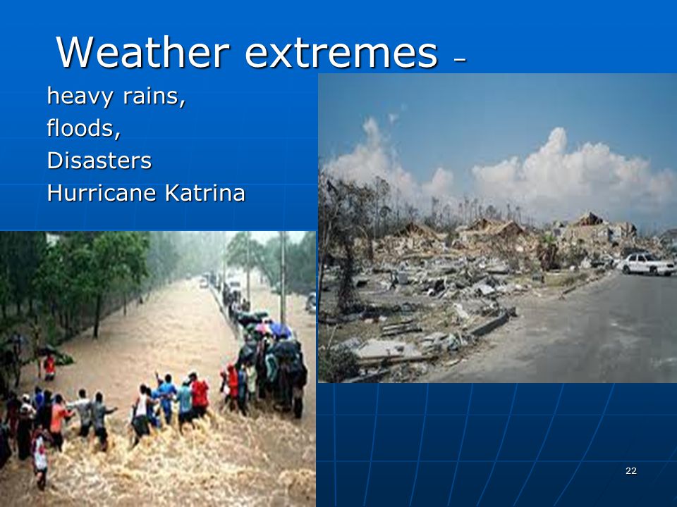 Weather extremes – heavy rains, floods, Disasters Hurricane Katrina