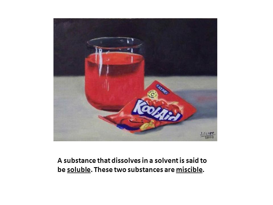 A substance that dissolves in a solvent is said to be soluble