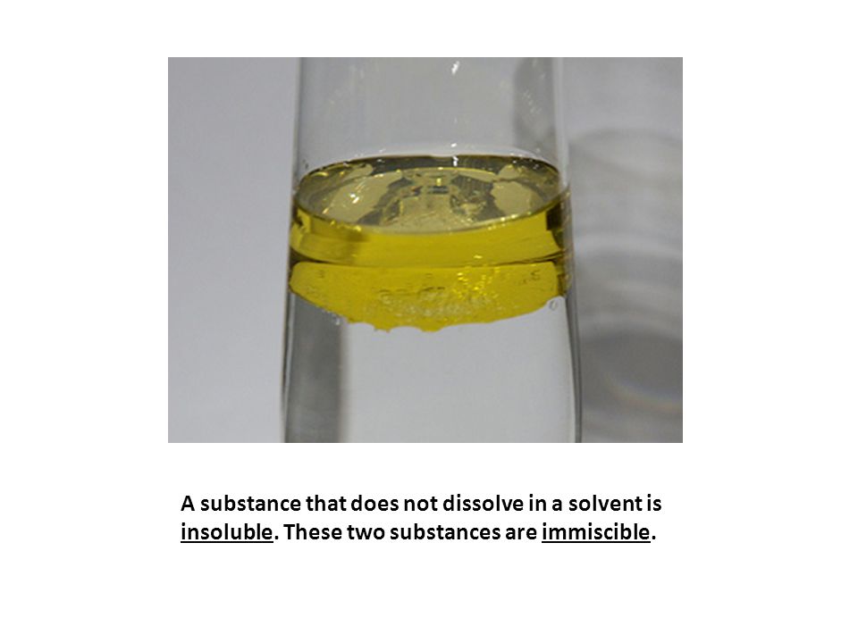 A substance that does not dissolve in a solvent is insoluble