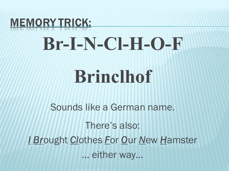 Br-I-N-Cl-H-O-F Brinclhof